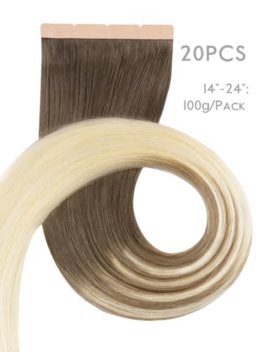 Image of WENNALIFE 3.15 inch Wide Tape in Hair Extensions Human Hair, Tape in Weft