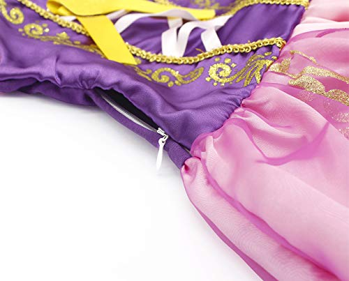 Cotrio Costume Dress Girls Princess Dresses Halloween Outfits Accessories Size 12(11-12 Years, Purple, 150, Wig Gloves Tiara Scepter Necklace Ring Earrings)