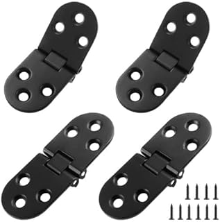 4Pcs Heavy Duty Folding Table Hinges, Black Sewing Machine Flip Top Hinge Zinc Alloy Butler Tray Hinge with Mounting Screws for Drop Front Desk Drawer, Doors (3.1 x 1.18inch)