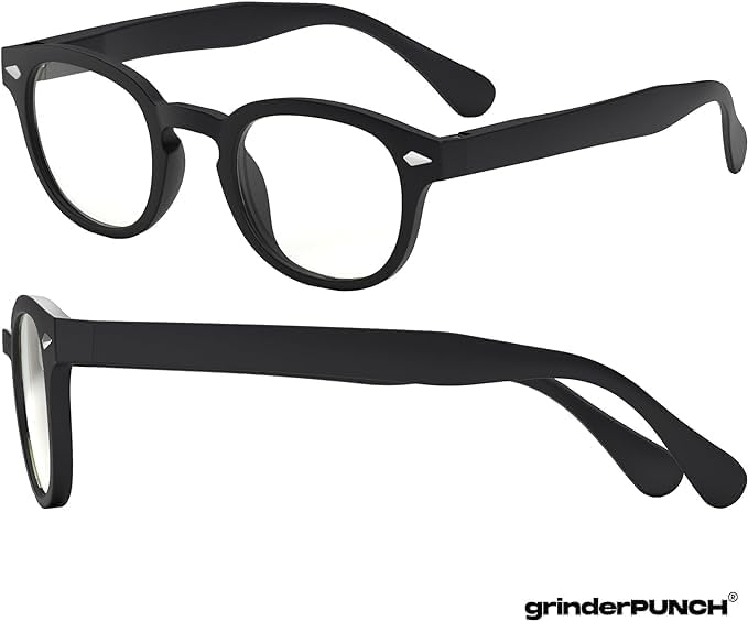 grinderPUNCH Classic Reading Glasses for Women and Men Stylish Lightweight Readers Round Readers for Women and Men Black 2 x image 2 of 9 B0D3683QXZ
