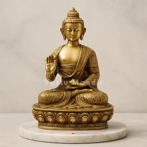 Image of Brass Blessing Buddha Idol | Vastu Remedy for Peace, Protection & Abundance | Premium Solid Brass Buddha Statue for Home & Office