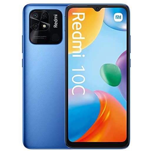 Teléfono Xiaomi Redmi 10c, Color Azul (Ocean Blue), 128 GB de Memoria Interna, 4 GB RAM, Dual Sim. Pantalla Dot Drop de 6,71". Cámara principal de 50 MP. Versión Global. Smartphone completamente libre