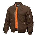 CRYSULLY Men's Coat Winter Thick Army Military Bomber Pilot Jacket Coffee
