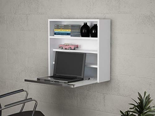 Preisvergleich Produktbild Alphamoebel 4234 Violin Schreibtisch, Computertisch, Arbeitstisch, Bürotisch, Laptoptisch, PC Tisch Weiß, Wandmontage, mit Ablage, 64 x 60 x 24 cm