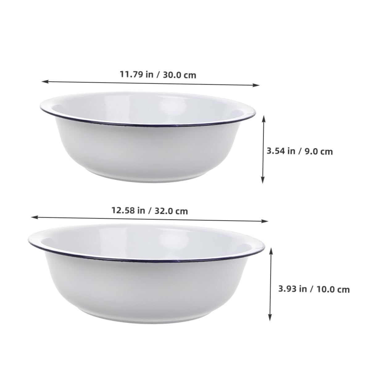 Tazón Esmaltado Blanco 2 Piezas de Gran Capacidad para Cocina