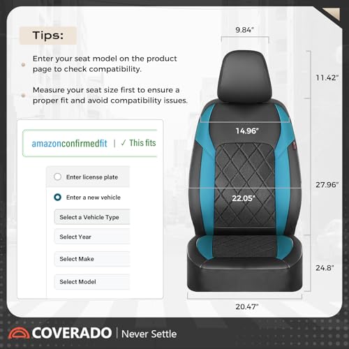 Image of Coverado Car Seat Covers, Front Seat Covers, 2 Front Automotive Seat Cover, Mesh Breathable Seat Protectors, Universal Fit for Most Cars