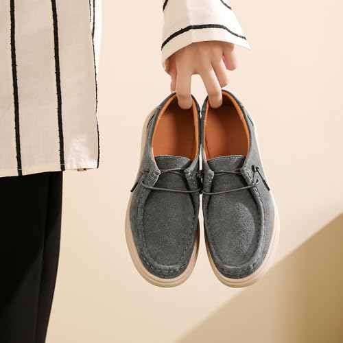 Image of Ruiatoo Women's Walking Shoes - Slip on Loafers Flexible Foot-Friendly Ultralight Boat Casual Shoes Deep Grey 39, 8