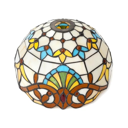 Pantalla de lámpara Tiffany de repuesto, pequeña pantalla de techo de 30 cm, estilo barroco vintage art déco, amarilla, for lámparas colgantes, de pared y de pie.