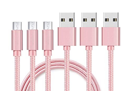 PHONILLICO Lots 3 Cables compatible avec Sony Xperia XA/XA ULTRA/X/X PERFORMANCE - [PACK 3] Cables Micro USB Nylon Tressé Rose 1 Metre