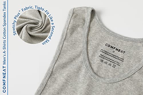 Comfneat Men's 6-Pack A-Shirts Tight Fit Tank Tops Cotton Spandex Undershirts (Gery Melange 6-Pack, Xxl) #TOP5