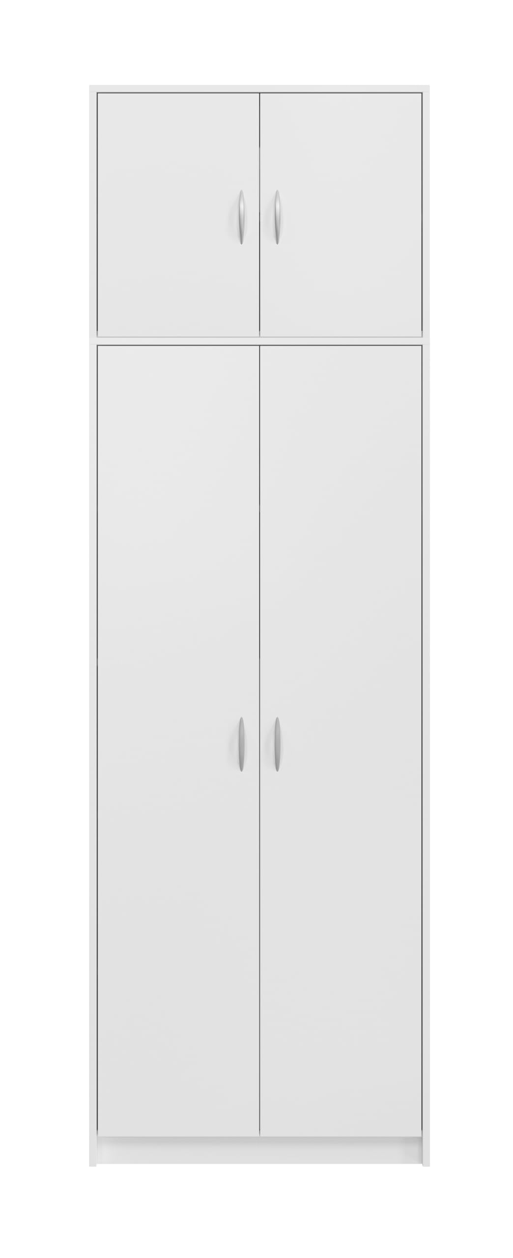Armadietto alto da ufficio Armadietto multiuso, con 4 ante e 7 scomparti, 235 x 74 x 35 cm (Bianco)
