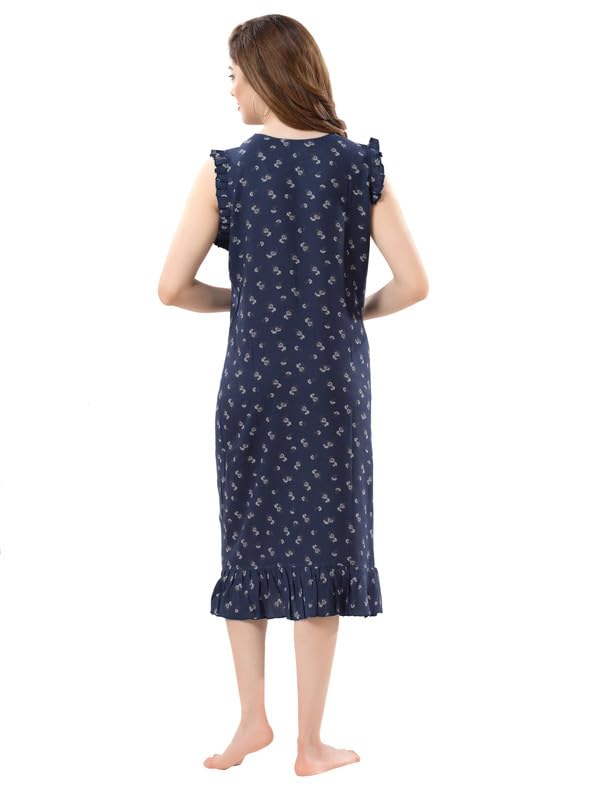 Image of Women's Viscose Blend Comfort Short Nighty with Side Pockets | Soft Printed Short Night Dress for Everyday Wear | Easy to Wear (CS5001)