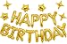 Happy Birthday Balloons,Aluminum Foil Banner Balloons for Birthday Party Decorations and Supplies -Gold