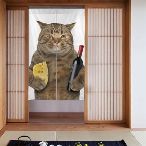 おもしろ 猫 猫柄 面白い ねこ のれん 間仕切り 遮光 暖簾 ロング 目隠し カーテン 玄関 キッチン リビング 出入り口 飲食店 幅86cm*丈1143cm かわいい おしゃれ 年中使用 シンプル プレゼント RCSW151
