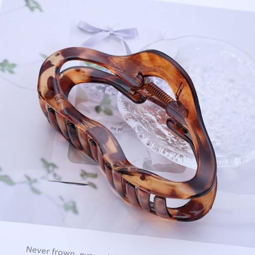 Pinza grande de garra para cabello en acrílico marrón miniatura 4