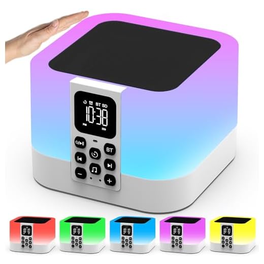 AUYLE Bluetooth Lautsprecher mit Nachttischlampe Touch Dimmbar, Wecker Digital, White Noise Machine Baby & Erwachsene, Geburtstagsgeschenk und Weihnachtsgeschenke für Frauen, Männer, Kinder, Teenager