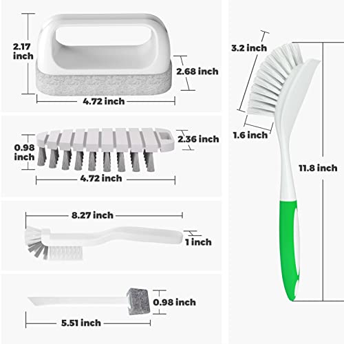 Holikme 7 Pack Kitchen Cleaning Brush Set, Dish Brush For Cleaning, Kitchen Scrub Brush&Bendable Clean Brush&Groove Gap Brush&Scouring Pad For Pot And Pan, Kitchen Sink, Green #TOP5