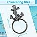 Otoolling 2 Pcs Nautical Towel Ring Cast Iron Anchor Hand Towel Holder Vintage Decorative Wall Mount Kitchen Bathroom Hanger for Ocean Nautical Bathroom Decor Accessories(Sky Blue)