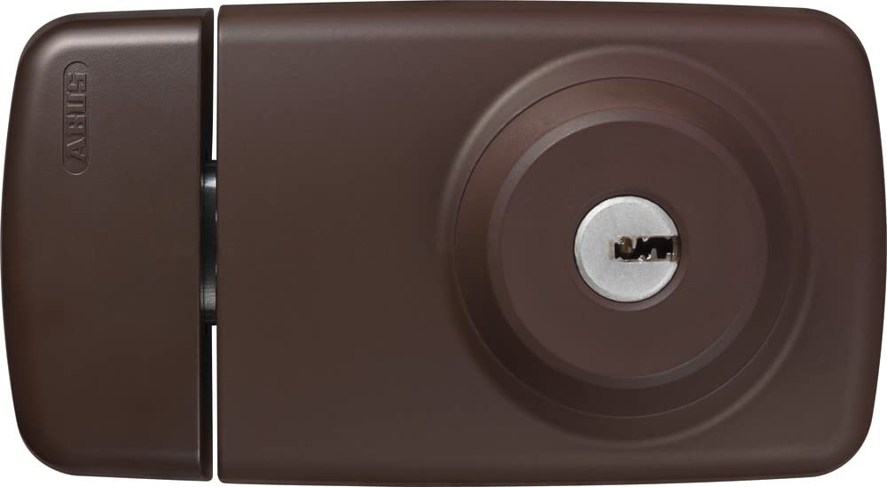 ABUS Tür-Zusatzschloss 7025 mit beidseitigem Zylinder, braun, 53271 | Stabiler Vollstahl-Ovalriegel, zweitourig schließend – Dornmaß 60/72 mm einstellbar – inkl. 3 Schlüssel