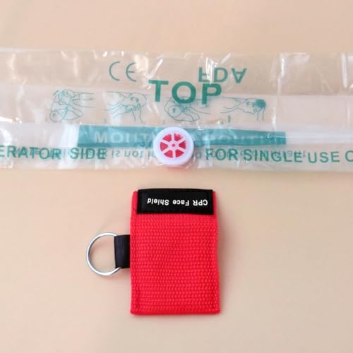 IKOPFLN 3-teiliges beatmungsmaske erste hilfe mit Schlüsselring und Einwegventil-Atembarriere (rot)