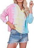 Match: Damen Casual Shirts Modisches Batikdesign, das sehr auffällig ist. Eine gute Wahl für Jeans und Stiefeletten mit hoher Taille oder für Leggings und Turnschuhe, wenn Sie ein bequemes Outfit wünschen.Gut für tägliche Leben, Party, Schule, Urlaub, Büro, Arbeit, Sportbekleidung, Zuhause usw.