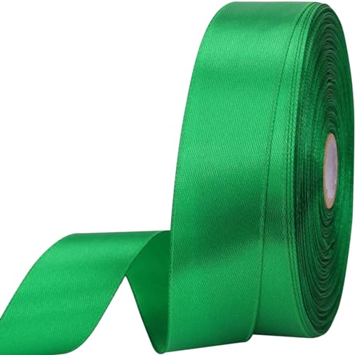 1 inches 50 Yard Green Satin Ribbon for Gift Wrapping, Wedding, Crafts, Christmas,Easter, Floral, Hair, Invitation Decorations and More