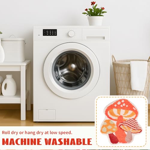 Alfombra de baño con decoración de hongo roja y adorable hogar 7