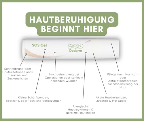 Doderm - SOS Hydro Repair Gel 15 ml - Gel für Hund, Katze und Pferd - für akute Hautprobleme, Juckreiz, Hot Spots, Sonnenbrand, Hautirrationen, Wunden, Kratzer, Allergie, Pflege