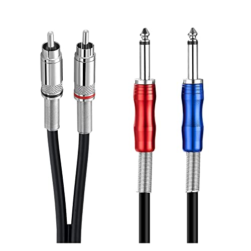 Câble 2RCA vers double 1/4 TS 6.35mm en cuivre OFC de 2m pour une pureté sonore