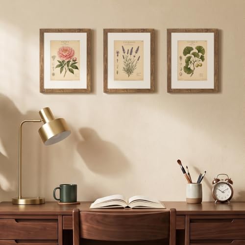 Image of upsimples 8.5 By 11 Picture Frame, Display Pictures 6x8 with Mat or 8.5 x 11 Without, Wall Hanging Photo Frames, Rustic Brown, 1 Pack