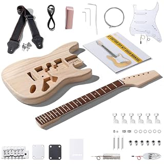 Leo Jaymz DIY ST Style Electric Guitar Kits with Paulownia Body and Maple Neck – Laurel Wood Fingerboard,Strip and All Components Included (ST Paulownia) - Les Beatles, Paul McCartney, John Lennon, RIngo Starr, George Harrison