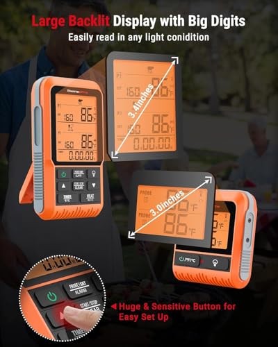 Image of LABART ThermoPro TP826 500FT Wireless Meat Thermometer for Cooking and Grilling, Dual Temperature Probe Food Grill Thermometer with HI /Low Alert& Kitchen Timer, IPX4 Smoker BBQ Thermometer for Oven