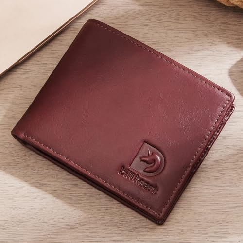 Image of Mens Wallet with Chain, RFID Blocking Genuine Leather Bifold Wallet with Sturdy Chain