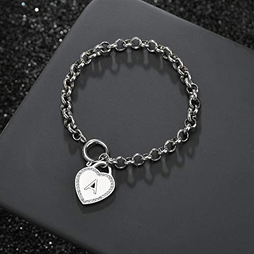 Image of CaleesLLC Letter A to Z Initial Charm Bracelet Adjustable Stainless Steel Anklet Personalized Wrist Link for Women