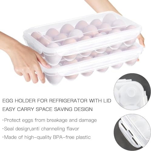 Uzepie 2 Pack egg Storage Container for Fridge, Clear Airtight Box with Lids, Kitchen Organizer Keeps Eggs Fresh - Image 4