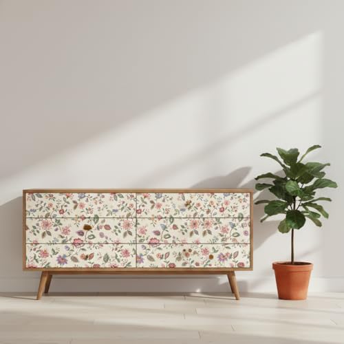 Image of Floral Wallpaper Peel and Stick - Flower Design Self Adhesive Wall Paper for Living Room, Bedroom, Kitchen, Removable Waterproof Wall Decor (MG37, 16X96 Inch)