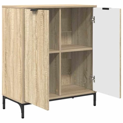 Armario estable de madera con dos puertas batientes y base metálica fija 6