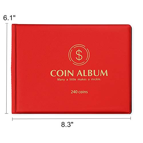 MUDOR Coin Collection Holder Album for Collectors, 240 Pockets Coin Collection Book Supplies