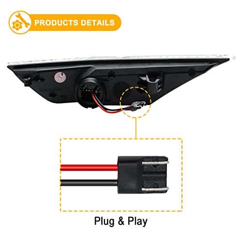 R&F Auto 2Pcs White Led Side Marker Lights Replacement For H'onda Civic 2016-2021 10Th Gen Sedan Coupe Hatchback Bumper Sidemarker Lamps Fender Driver Passenger Driving Running Position Light #TOP4