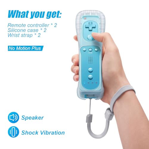 Image of TIANHOO Remote Controller for Wii & Wii U | with Silicone Case and Wrist Strap, 2 pack (Pink & Blue)