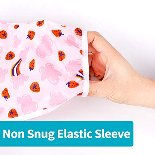 3 Pcs Long Sleeved Bib Set | Baby Waterproof Bibs With Pocket Bundle | Toddler Bib With Sleeves And Crumb Catcher | Stain And Odor Resistance Play Smock Apron - Pack Of 3 | 6-24 Months #TOP4