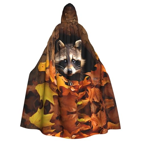 QJKFDHG Poncho personalizado único, sudadera con capucha pesada para mujeres y hombres, perfecto para Halloween, cosplay y fiestas, curioso mapache otoño