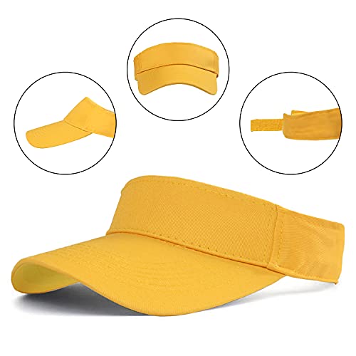 Hh Hofnen Sports Sun Visor Hats Twill Ball Adjustable Sun Caps For Men Women (#2 Yellow) #TOP4