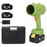 Purcoco Cordless Leaf Blower Dust Cleaner Handheld Electric Air Duster Jet Dry Mini Blower Turbo Fan for Cars Computer Lawn Care, Patio Cleaning by 2PCS Batteries (Green)