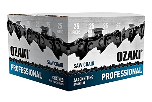 OZAKI – Rodillo de cadena de motosierra semicuadrada – 3/8' LP .050 (1,3 mm) – Longitud 25 pies (1640 entrenadores) – Material resistente
