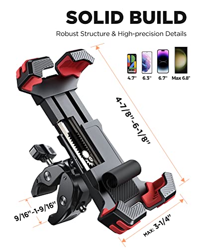 Joyroom Motorcycle Phone Holder Mount, [1S Lock] Bike Phone Holder With Quick Install Handlebar Clamp, For Bicycle Scooter Atv/Utv, Fit For Iphone 14 Pro Max/13/12, Samsung Galaxy S23 And All Phones #TOP3
