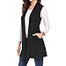 DEELIN Manteaux pour femme Décontractés sans Manches formelle Slim Châle Poche Drapée Ouvert Avant Cardigan Veste Plus la Taille Automne - Noir - Large