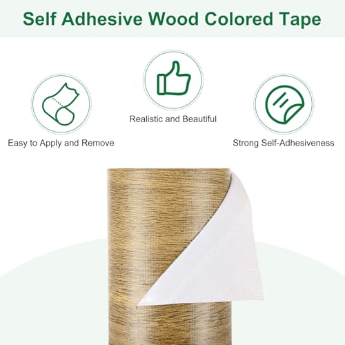 Image of M METERXITY 2-Roll Wood Grain Repair Tape, 2.24in x 15ft Textured Realistic Self-Adhesive Wood Floor Tape Contact Paper for Furniture /Floors /Home [Brown Oak]