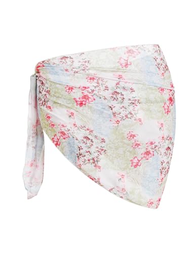 Image of ZAFUL Women's Sarong Coverups Beach Wrap Sheer Bikini Cover Up Mini Skirt | Wraps Swimwear, Cover Ups for Swimwear, Multi-Wear, Texture, Floral