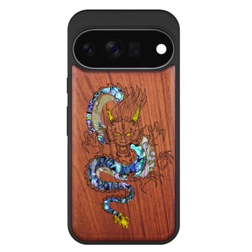 Coque Pixel 11 Dragon Oriental en bois et Magsafe idéale pour le quotidien